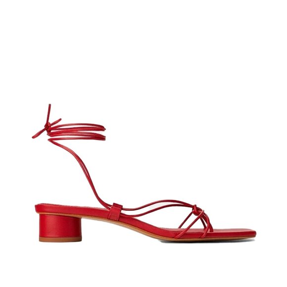 Zara Heeled Leather Strappy Sandals 2842/001 - Picture 1 of 12
